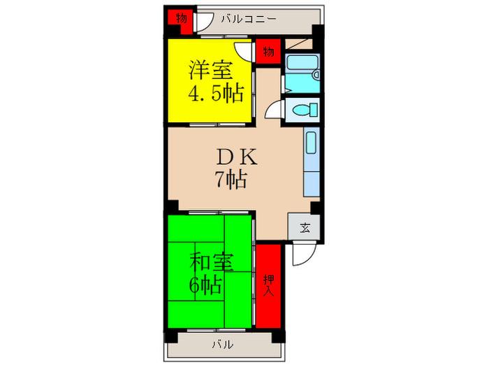 新庄ハイツ(2DK/1階)の間取り写真