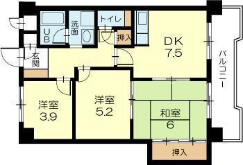 ロイヤルコーポ伊保(3DK/5階)の間取り写真
