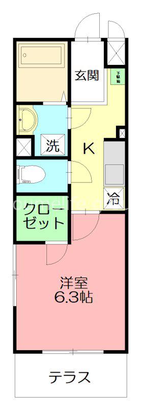 カレッジヒルズA(1K/1階)の間取り写真
