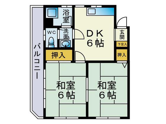ルボワール美の里(2DK/2階)の間取り写真