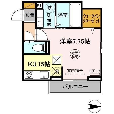 RISE(1K/1階)の間取り写真