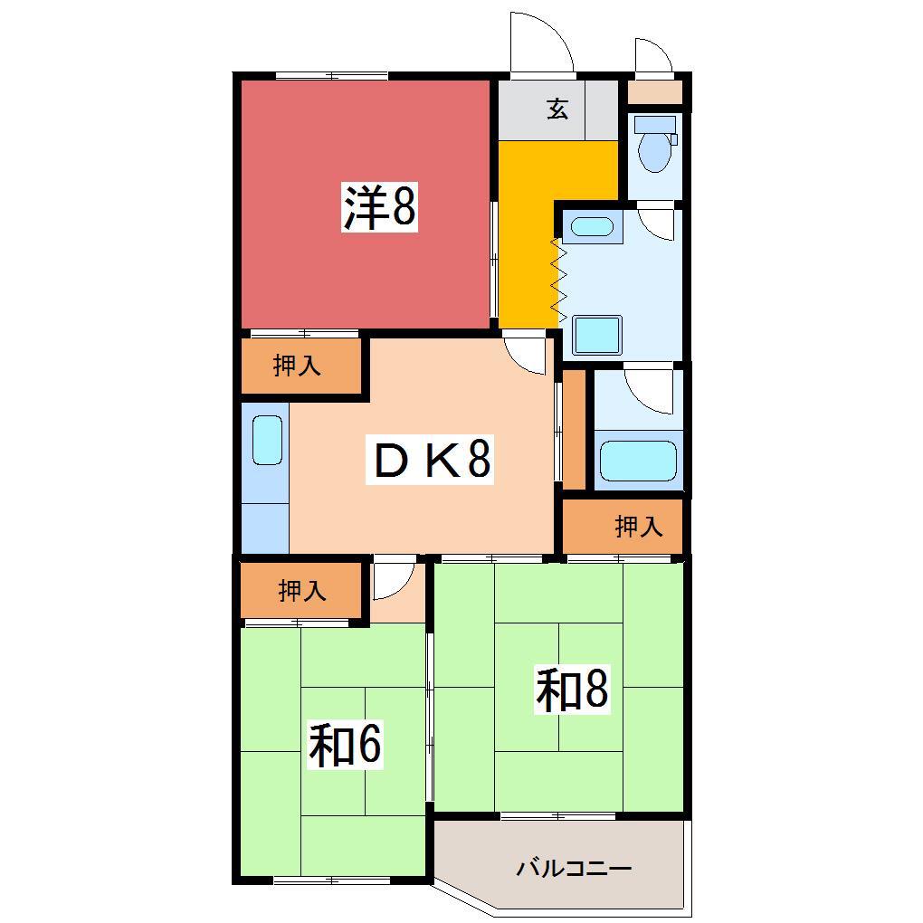 ハイムF(3DK/3階)の間取り写真