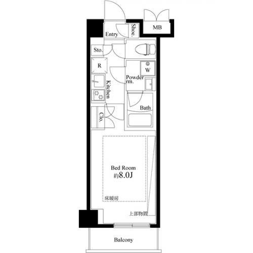ARTECASA ALIVIE 綾瀬(1K/2階)の間取り写真