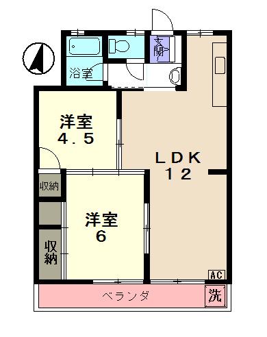 ファミール若松(2LDK/2階)の間取り写真