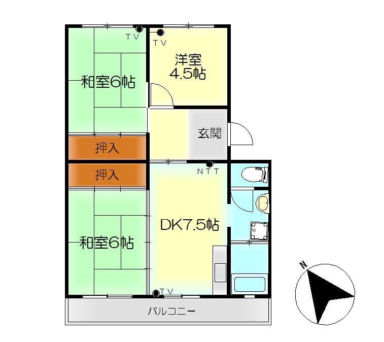 白岳コーポラス(3DK/2階)の間取り写真