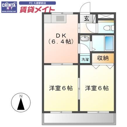 シャトードゥブリヤン(2DK/2階)の間取り写真
