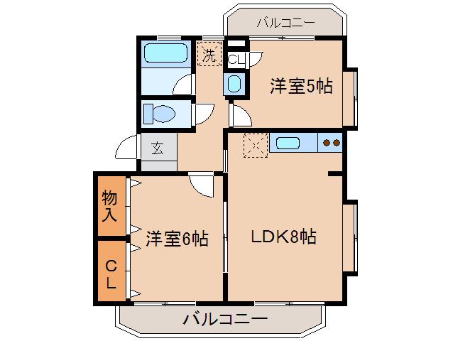 フェニーチェ日吉弐番館(2LDK/3階)の間取り写真