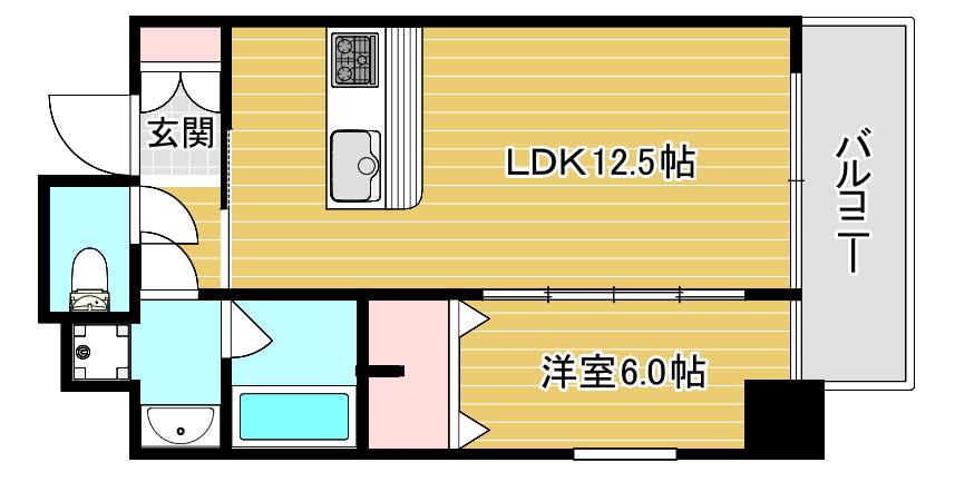 ラクラス本町東(1LDK/3階)の間取り写真