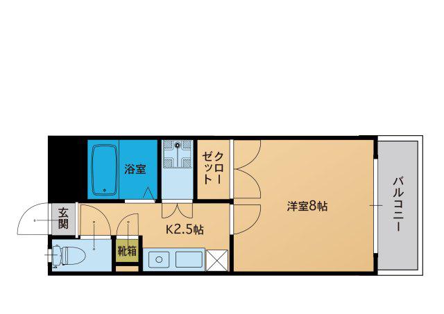リベルタス大名(1K/3階)の間取り写真