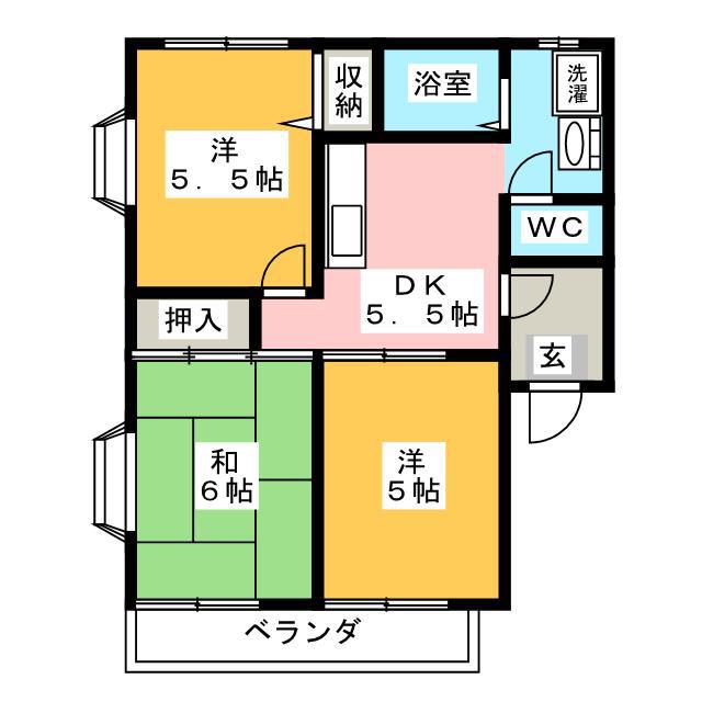 ららぽーとB(3DK/1階)の間取り写真
