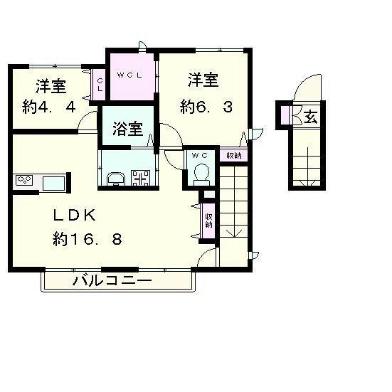 FOUR LEAF(2LDK/2階)の間取り写真