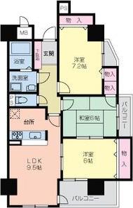 サムティイースト白壁(3LDK/3階)の間取り写真