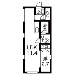 SQUARE MINAMISENJU(1LDK/1階)の間取り写真