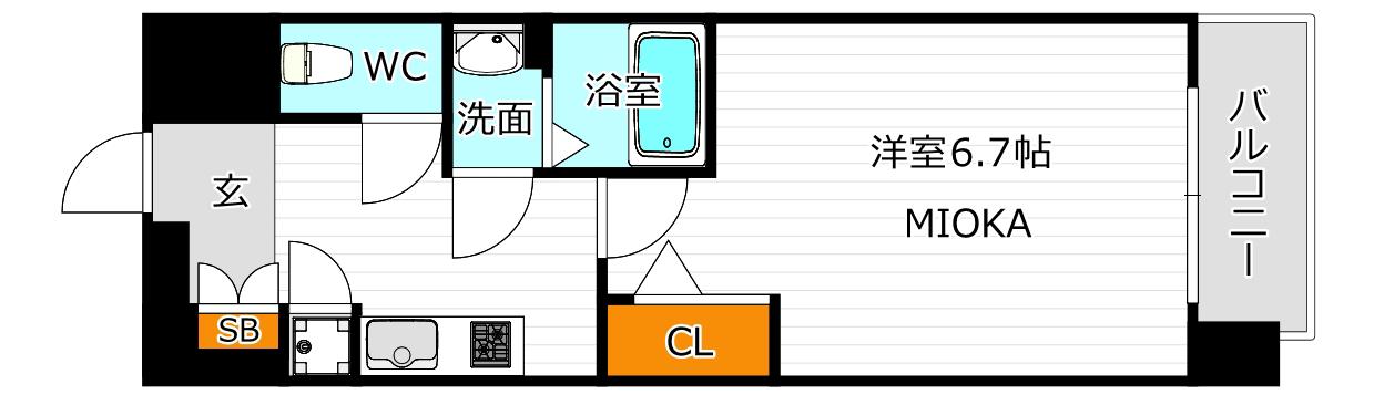 レージュルアッシュ天王寺パークサイド(1K/2階)の間取り写真