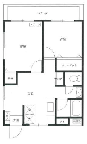 秀栄マンション(2DK/3階)の間取り写真