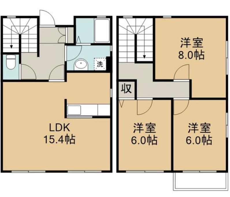 にこのいえ(3LDK/1階)の間取り写真