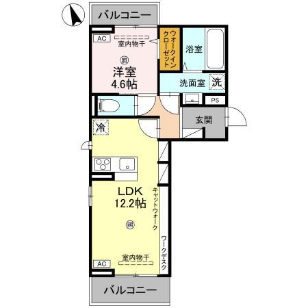セレスティア野田II(1LDK/2階)の間取り写真