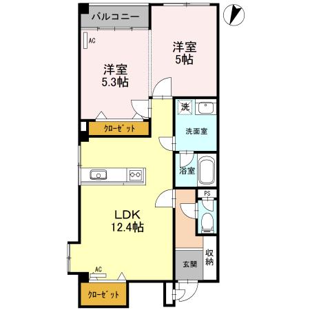 メープルハイム(2LDK/1階)の間取り写真