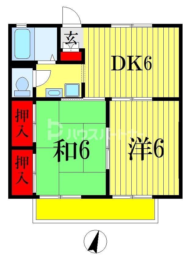 カーサ旭(2DK/2階)の間取り写真