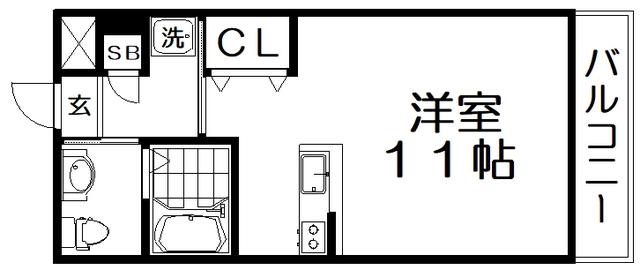 シャンテー御殿山 2番館(ワンルーム/6階)の間取り写真