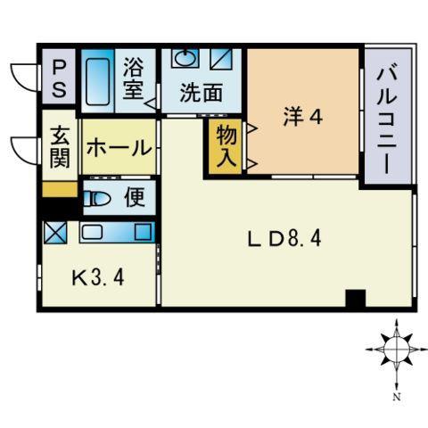 クレシア姪浜(1LDK/3階)の間取り写真
