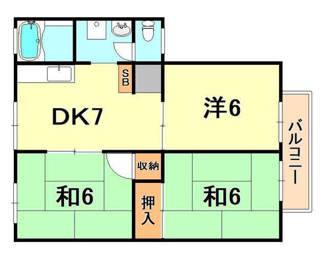 サンライフ西尾(3DK/2階)の間取り写真