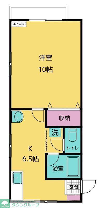サンマリーC(1K/1階)の間取り写真