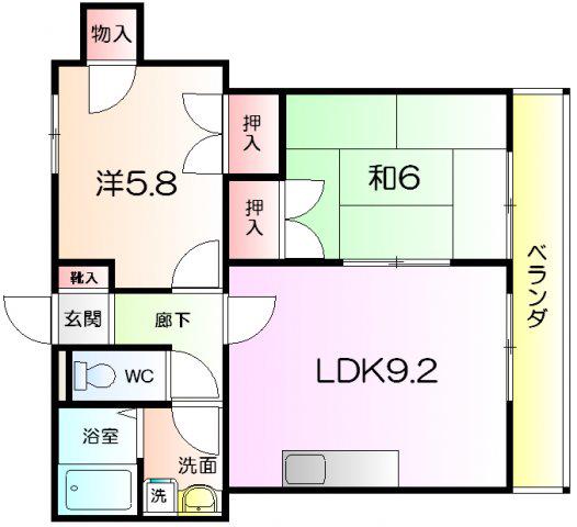 サニーシェソワ(2LDK/2階)の間取り写真