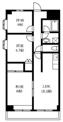 フラットフォーレスト(3LDK/3階)の間取り写真