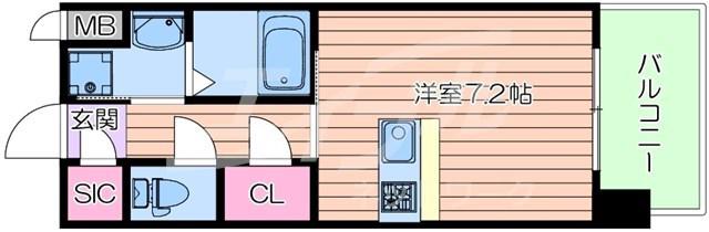 レジュールアッシュ桜宮リバーコート(1K/12階)の間取り写真