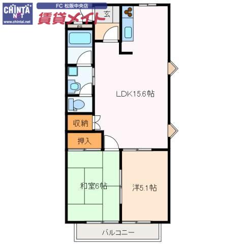 セピアガーデンII(2LDK/1階)の間取り写真