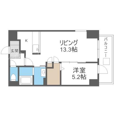 グランメール ハピネス美園(1LDK/8階)の間取り写真