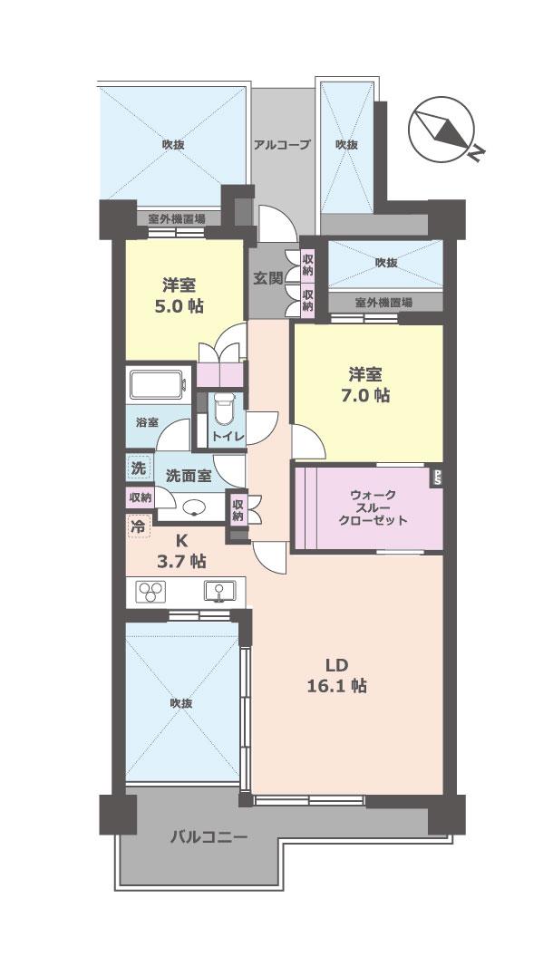 サウススクエア(2LDK/3階)の間取り写真