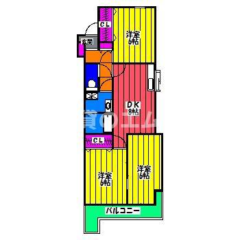 那珂ハイツ(3DK/4階)の間取り写真