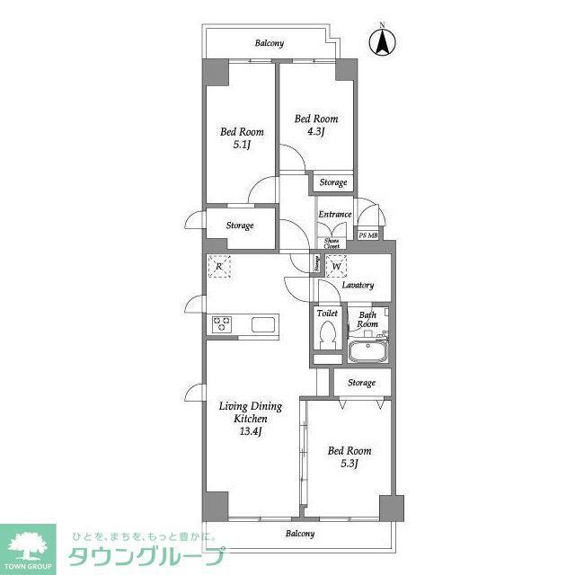 コンフォリア竹ノ塚イースト(3LDK/1階)の間取り写真