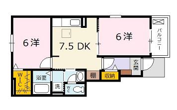 ソラーナ I(2DK/1階)の間取り写真