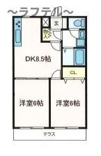 グリーンヒル東雲(2DK/1階)の間取り写真