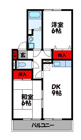 セジュールアスク(2LDK/2階)の間取り写真