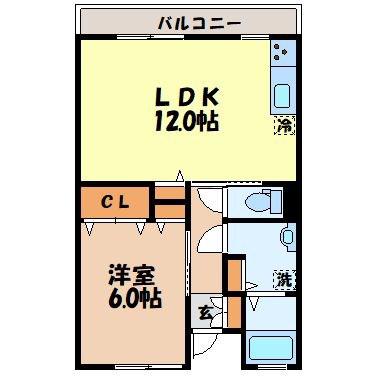 ルミエール(1LDK/2階)の間取り写真