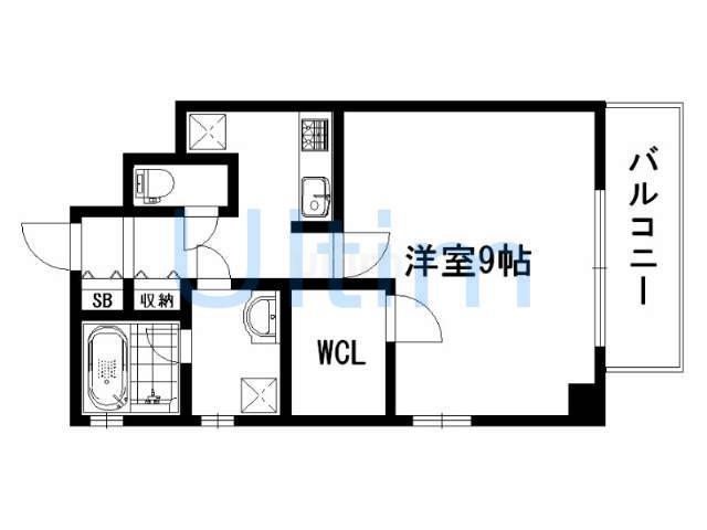 ハーモニアス西大路(1K/4階)の間取り写真