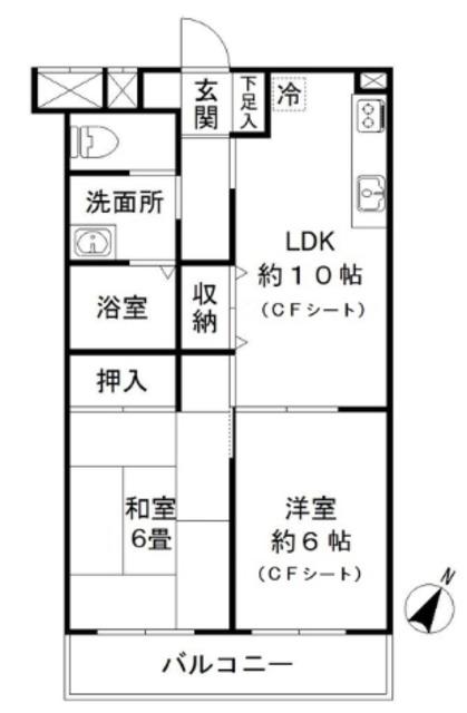 メゾンディボワール(2LDK/3階)の間取り写真