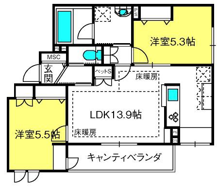 ANNEX R(2LDK/2階)の間取り写真