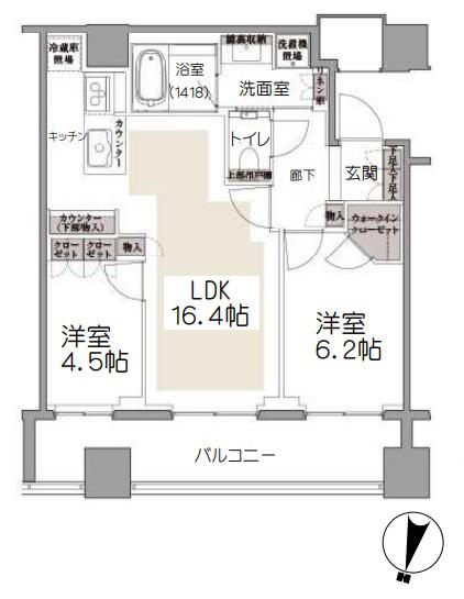 ブランズ四番町(2LDK/7階)の間取り写真