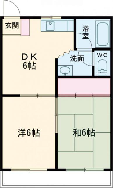 ハイツ久保(2DK/1階)の間取り写真