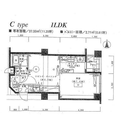 蔵前アムフラット(1LDK/2階)の間取り写真