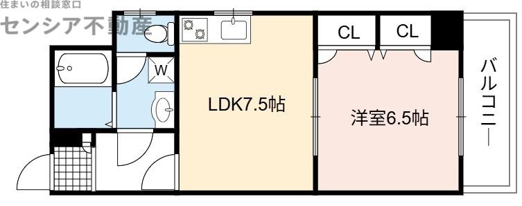 フィエルメンテ(1DK/8階)の間取り写真