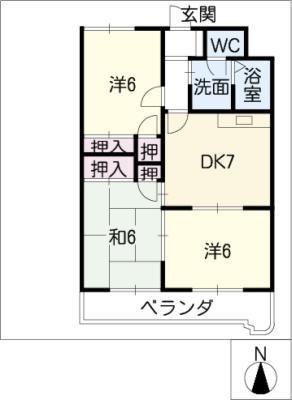 野田マンション(3DK/3階)の間取り写真