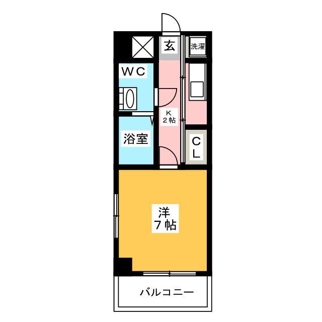 エステートモア箱崎(1K/2階)の間取り写真