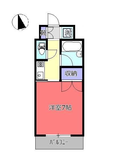 ドミール石川(1K/4階)の間取り写真