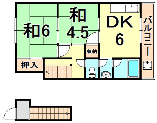 前田文化(2DK/2階)の間取り写真